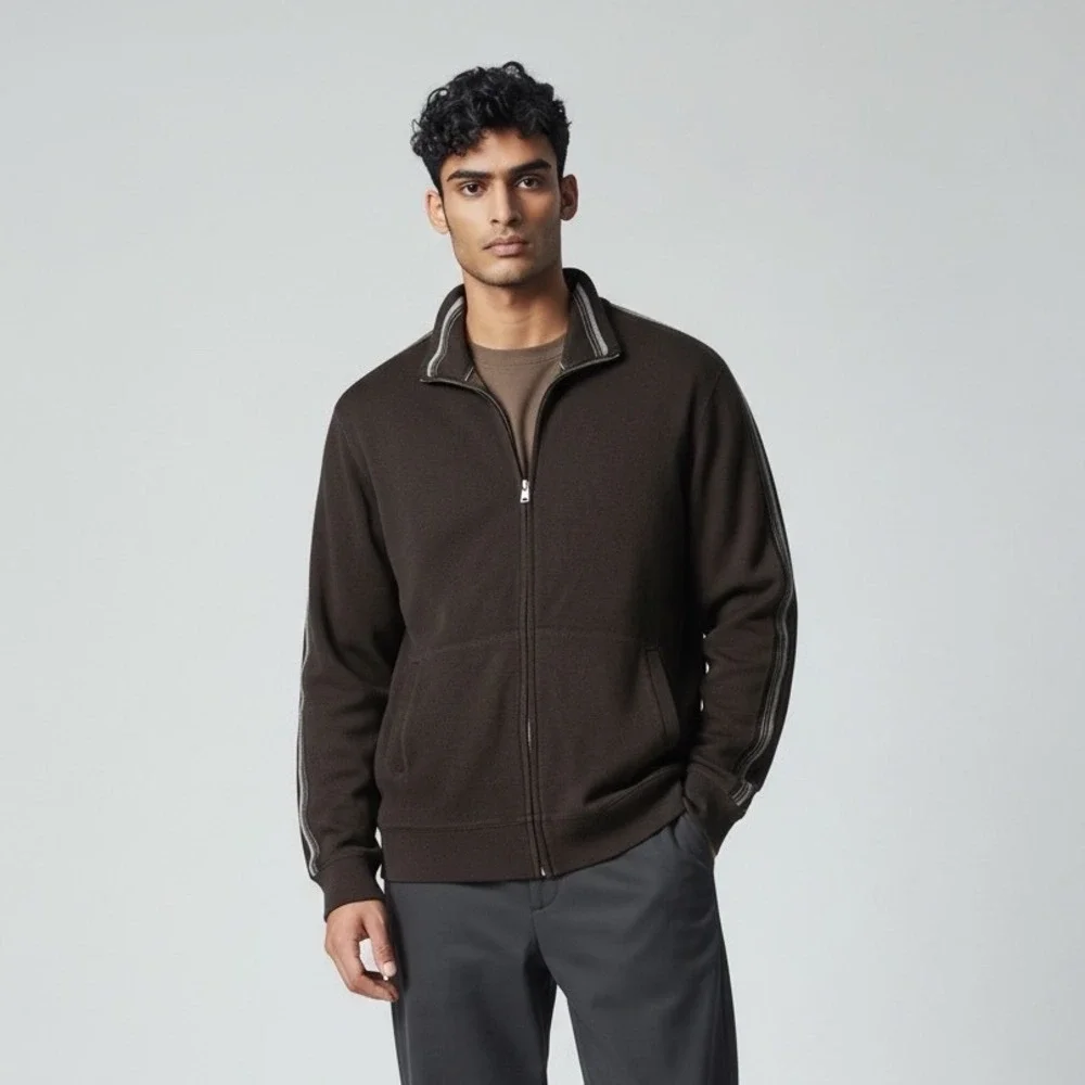 Banana Republic Brown Zip Up‎ sweater Jacket XXL Tall Minimalist Y2K heavy